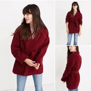 Madewell Red Belted Wool Wrap Coat